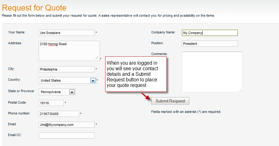 Request for Quote Form