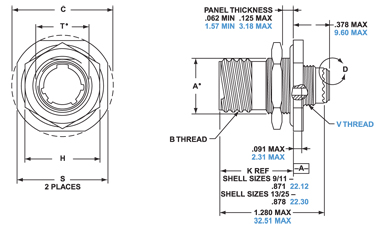 Amphenol MS3122E18-32S Circular MIL Spec Connector 32P SIZE 18 SOCKET -  Global Test Equipment