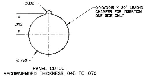 Twist Lock Panel Mount Receptacles (Rear Mount) Shell Size 8 Panel Cutout