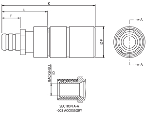 In line Receptacle With Threaded Backshell 
