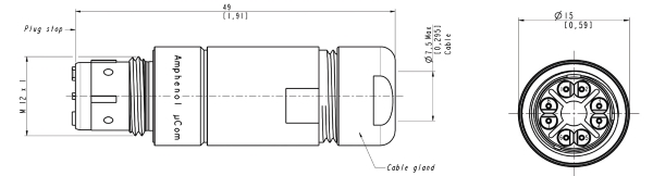 μCOM In-Line Receptacle with Cable Gland Backshell μCOM In-Line Receptacle with Cable Gland Backshell