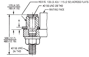 Micro-D Jackpost Bushing for Sizes 9-51 Dimensions