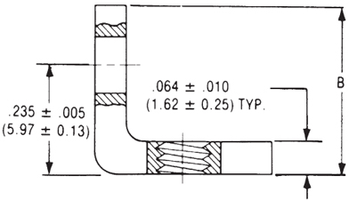 90º Angle Mounting Bracket Dimensions